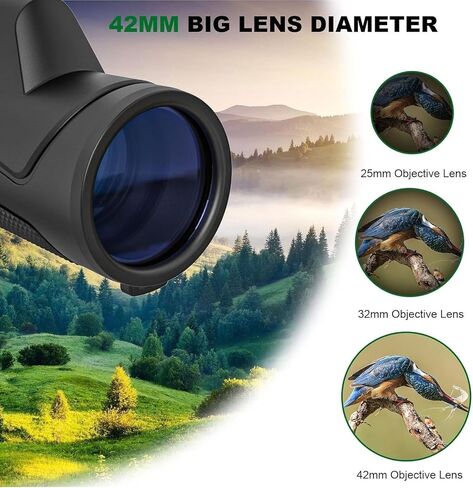 10x42 Monocular Telescope with Smartphone Holder & Tripod - HD Prism Scope for Bird Watching, Hunting, Hiking, Travel, Camping in Saudi Arabia