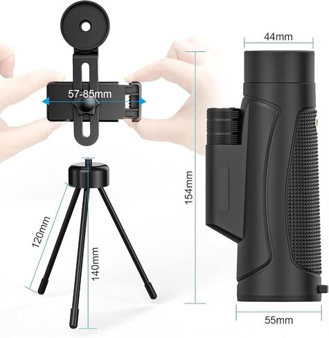 10x42 Monocular Telescope with Smartphone Holder & Tripod - HD Prism Scope for Bird Watching, Hunting, Hiking, Travel, Camping in Saudi Arabia