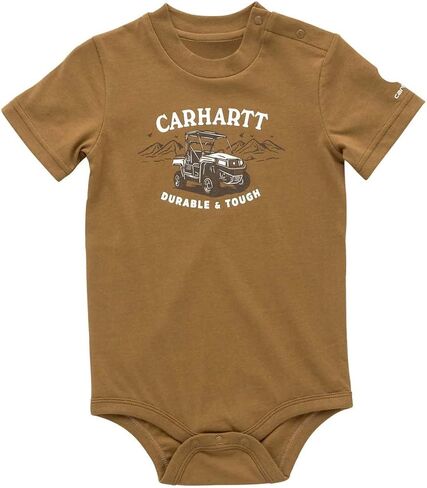 Carhartt Infant حديثي الولادة 6635 بذلة "صعبة" قصيرة الأكمام - براون ، أولاد الأطفال 9 أشهر (9 أمتار) in Saudi Arabia