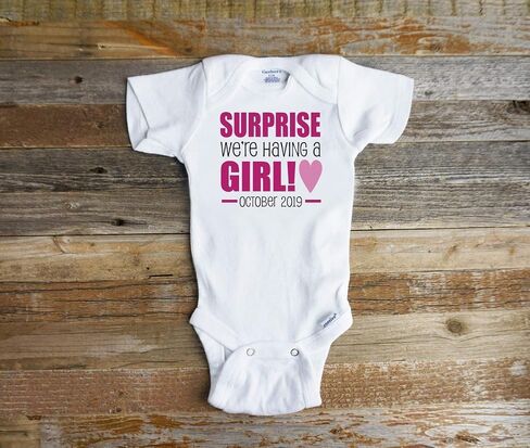 Surprise we're having a GIRL, Gender reveal onesie, It's a boy, It's a girl, Pregnancy Announcement in Saudi Arabia