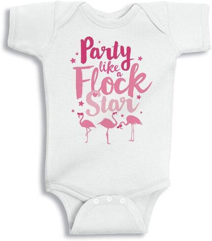 TATY Kids Party Like a Flock Star Funny Flamingo Baby Infant Bodysuit in Saudi Arabia