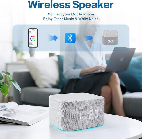 آلة صوت الضوضاء البيضاء للنوم ， آلة إنذار آلة الصوت ， أضواء ليلية تحكم في تطبيق Bluetooth in Kuwait