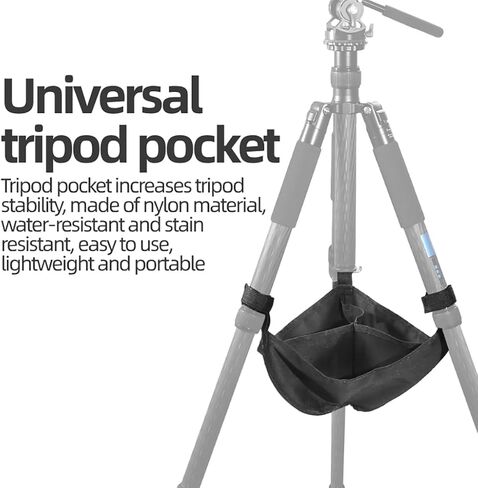 Tripod Stone Bag, Heavy Duty Weighted Sand Bags with 3 Compartments/Hook & Loop Straps, Tripod Sandbag Hammock Stabilizer Fits All Tripods (Black) in Saudi Arabia