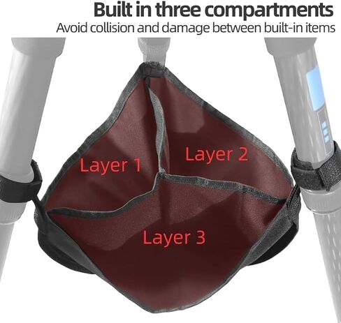 Tripod Stone Bag, Heavy Duty Weighted Sand Bags with 3 Compartments/Hook & Loop Straps, Tripod Sandbag Hammock Stabilizer Fits All Tripods (Black) in Saudi Arabia