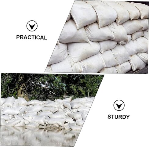 POPETPOP 10Pcs Woven Sandbags for Flood Protection Durable Empty Sandbags for Flood Use Strong Reusable Design for Roadblocks and Water Diversion in Saudi Arabia