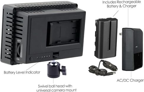 100 واط قابلة لإعادة الشحن مصباح فيديو LED متوافق مع JVC GY-HC550UN-160 لوحة LED ، قابلة للضايق 5600 كيلو بايت-3200 كيلو ، 900 لوكس ، بطارية وشاحن سريع-مجموعة الإضاءة خفيفة الوزن على الكاميرا in Kuwait