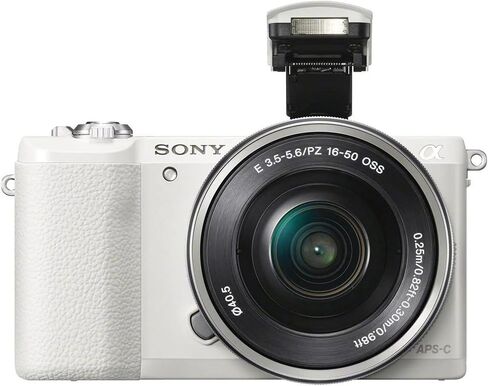 Sony Alpha a5100 Mirrorless Camera with 16-50mm Power Zoom Lens | 24.3MP APS-C Sensor, Fast Hybrid Autofocus (White) + Filter Kit + 64GB Card + NPF-W50 Battery + Card Reader + More in Saudi Arabia