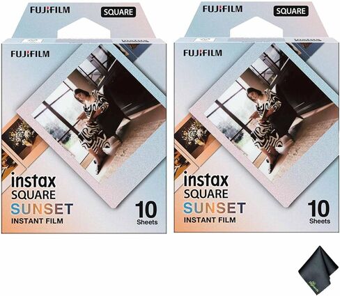 Fujifilm Instax Square Snet Film (20 تعرضًا) حزمة مع قطعة قماش لتنظيف الألياف الدقيقة in Saudi Arabia