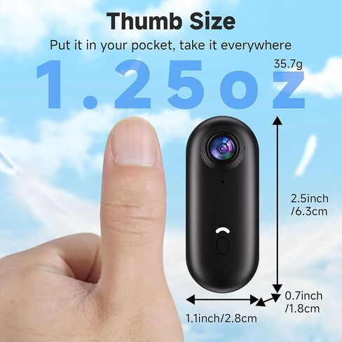 4K Thumb Mini Action Camera - كاميرا مدونة مضادة للماء مع مقطع تثبيت ووي فاي وكاميرا جسم تحت الماء لركوب الدراجات والمشي لمسافات طويلة و POV - كاميرا فيديو مع بطاقة 64 جيجابايت in Saudi Arabia
