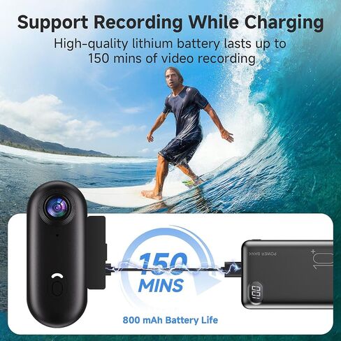 4K Thumb Mini Action Camera - كاميرا مدونة مضادة للماء مع مقطع تثبيت ووي فاي وكاميرا جسم تحت الماء لركوب الدراجات والمشي لمسافات طويلة و POV - كاميرا فيديو مع بطاقة 64 جيجابايت in Saudi Arabia
