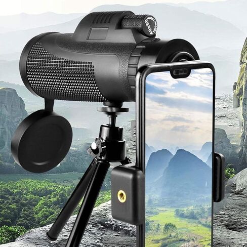 40x60 HD Monocular Telescope - Waterproof & Fogproof Scope with Compass, Smartphone Holder, and Tripod for Bird Watching in Saudi Arabia