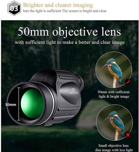 TELESCOPE عالي الطاقة 13x50 - مناظير مراقبة الطيور مع العدسة الكبيرة ، وحقل واسع من الرؤية ، والدقة البصرية ، وشبكية مترادة مدمجة in Saudi Arabia