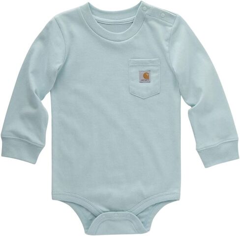 Carhartt Kid's CA5001 Long-Sleeve Pocket Bodysuit - 6 Months - Pastel Turquoise in Saudi Arabia