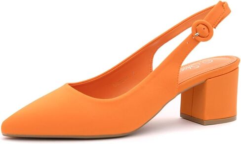 حذاء الأرض المدببة بأصابع القدم منخفضة الكعب للنساء-Slingback slip-on stunky heeled dress pumps | 2.25 بوصة عمل مريح الكعب غير الرسمي للعمل والمكتب والزفاف in Saudi Arabia