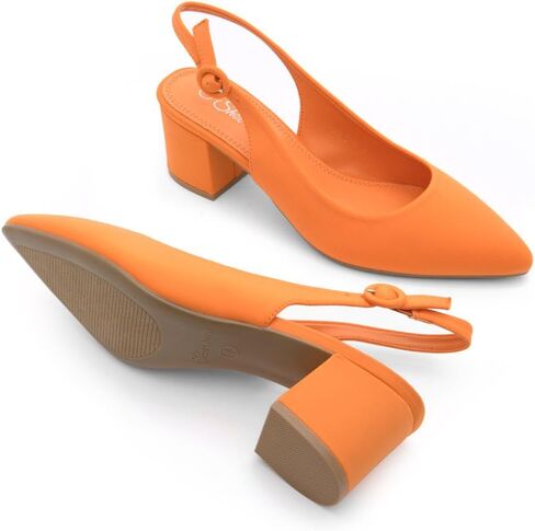 حذاء الأرض المدببة بأصابع القدم منخفضة الكعب للنساء-Slingback slip-on stunky heeled dress pumps | 2.25 بوصة عمل مريح الكعب غير الرسمي للعمل والمكتب والزفاف in Saudi Arabia