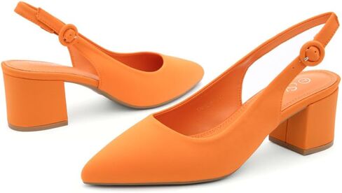 حذاء الأرض المدببة بأصابع القدم منخفضة الكعب للنساء-Slingback slip-on stunky heeled dress pumps | 2.25 بوصة عمل مريح الكعب غير الرسمي للعمل والمكتب والزفاف in Saudi Arabia