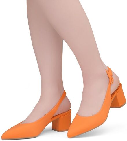 حذاء الأرض المدببة بأصابع القدم منخفضة الكعب للنساء-Slingback slip-on stunky heeled dress pumps | 2.25 بوصة عمل مريح الكعب غير الرسمي للعمل والمكتب والزفاف in Saudi Arabia