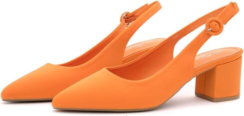 حذاء الأرض المدببة بأصابع القدم منخفضة الكعب للنساء-Slingback slip-on stunky heeled dress pumps | 2.25 بوصة عمل مريح الكعب غير الرسمي للعمل والمكتب والزفاف in Saudi Arabia