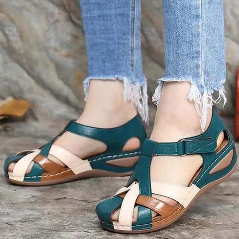 XWCG Closed Toe Sandals for Women Casual Summer Hollow Out Vintage Wedge Sandal Gladiator Outdoor Shoes Mule Clogs Slippers Cross Strap Platform Shoes,Brown,US5/EU36 in Saudi Arabia