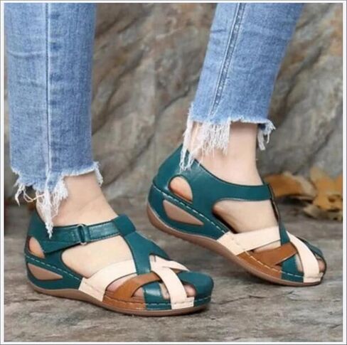 XWCG Closed Toe Sandals for Women Casual Summer Hollow Out Vintage Wedge Sandal Gladiator Outdoor Shoes Mule Clogs Slippers Cross Strap Platform Shoes,Brown,US5/EU36 in Saudi Arabia