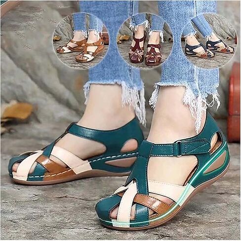 XWCG Closed Toe Sandals for Women Casual Summer Hollow Out Vintage Wedge Sandal Gladiator Outdoor Shoes Mule Clogs Slippers Cross Strap Platform Shoes,Brown,US5/EU36 in Saudi Arabia