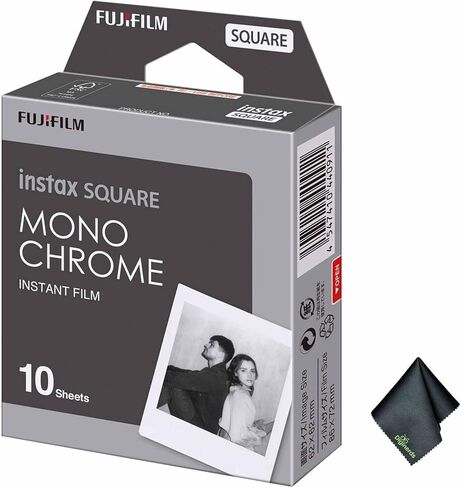 FUJIFILM INSTAX Square Monochrome Instant Film (10 Exposures) Bundle with Microfiber Cleaning Cloth in Saudi Arabia