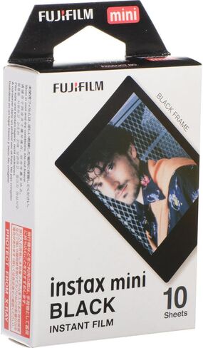 FUJIFILM Instax Mini Black Instant Film (10 تعرضات) باقة مع قطعة قماش لتنظيف الألياف الدقيقة in Kuwait