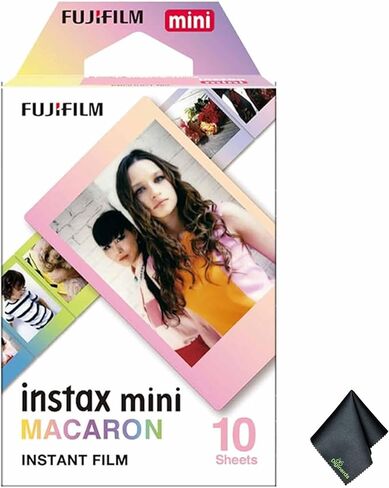 FUJIFILM INSTAX MINI Macaron Instant Film (10 Exposures) Bundle with Microfiber Cleaning Cloth in Saudi Arabia