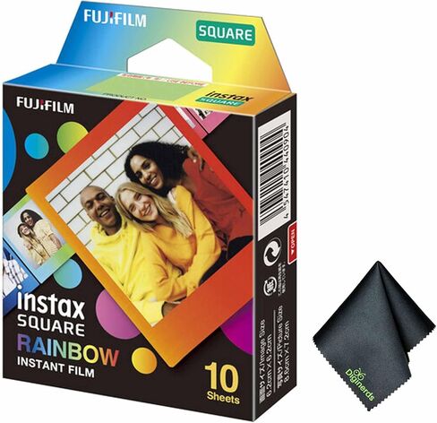 FUJIFILM INSTAX Square Rainbow Instant Film (10 Exposures) Bundle with Microfiber Cleaning Cloth in Saudi Arabia