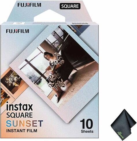 Fujifilm Instax Square Snet Film (10 تعرض) حزمة مع قطعة قماش لتنظيف الألياف الدقيقة in Kuwait