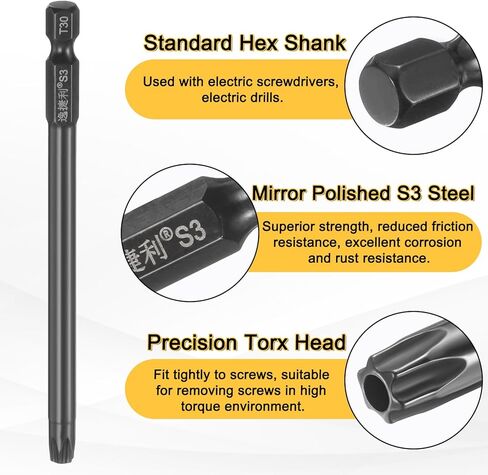 HARFINGTON T30 Security Torx Head Screweriver Bit 1/4 "Hex Shank 4" (100mm) Proof Magnetic Tarting Proof 6 Point Star Scre in Saudi Arabia
