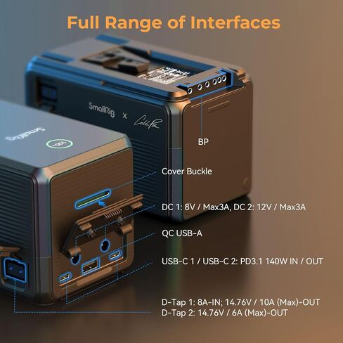 SmallRig v Mount Battery VB212 ، 212WH / 14400MAH V Battery مع إخراج 140W ، شحن كامل 2H ، مع USB-C المزدوج ، D-TAP ، منفذ DC ، شاشة رقمية ذكية لضوء الفيديو ، الكاميرا ، كاميرا الفيديو ، شاشة in Saudi Arabia