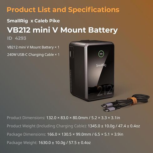 SmallRig v Mount Battery VB212 ، 212WH / 14400MAH V Battery مع إخراج 140W ، شحن كامل 2H ، مع USB-C المزدوج ، D-TAP ، منفذ DC ، شاشة رقمية ذكية لضوء الفيديو ، الكاميرا ، كاميرا الفيديو ، شاشة in Saudi Arabia
