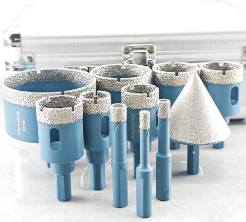 11pcs Diamond Hole Saw Drill Bits Set, 10PCs Drill Bits & 2" Chamfer Milling Bit, Trangle Shank Thread, Tools, Tool Box,Drill Bit Set, Drill Bit Sharpener in Saudi Arabia