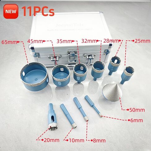 11pcs Diamond Hole Saw Drill Bits Set, 10PCs Drill Bits & 2" Chamfer Milling Bit, Trangle Shank Thread, Tools, Tool Box,Drill Bit Set, Drill Bit Sharpener in Saudi Arabia