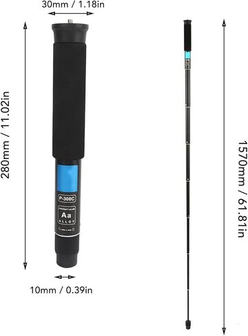 الكاميرا monopod ، 8 أقسام سيلفي عصا الرحلات القطب الألومنيوم سبيكة monopod القطب المضاد للزلزال القابلة للتمديد selfie monopod للمشي لمسافات طويلة ، السفر ، التخييم ، التصوير الفوتوغرافي in Kuwait