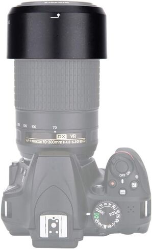JJC HB-77 HOSEBLAING LENS HOOD و 2-pack 58 مم غطاء رأس العدسة الأمامية لـ Nikon AF-P DX NIKKOR 70-300MM F/4.5-6.3G ED VR ، NIKON AF-P DX NIKKOR 70-300MM F/4.5-6.3G ED ED ON NIKON D3500 D3400 D56 in Kuwait