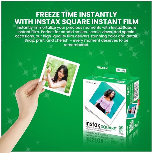 Fujifilm Instax Square Instant Film with USB and PixiBytes Microfiber Cleaning Cloth... (USB + 5 Twin Packs) in Saudi Arabia