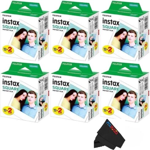 Fujifilm Instax Square Instant Film مع USB و Pixibytes Microfiber Cleaning Cloth ... (6 × عبوات توأم) in Saudi Arabia