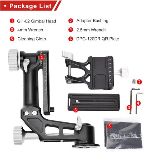 GH-02 Gimbal Head Aluminium Load 66 LBS (30 KGS in Kuwait