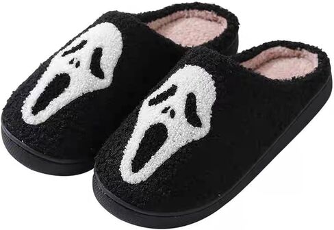 Unisex Halloween Slippers Spooky Ghost Slippers Cute Cozy Warm Plush Slip-On House Indoor and Outdoor Shoes in Saudi Arabia
