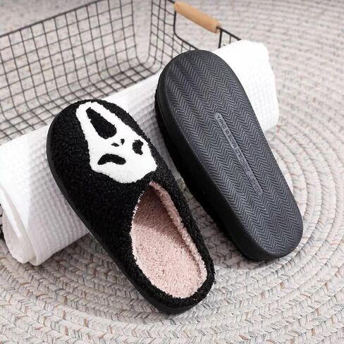 Unisex Halloween Slippers Spooky Ghost Slippers Cute Cozy Warm Plush Slip-On House Indoor and Outdoor Shoes in Saudi Arabia