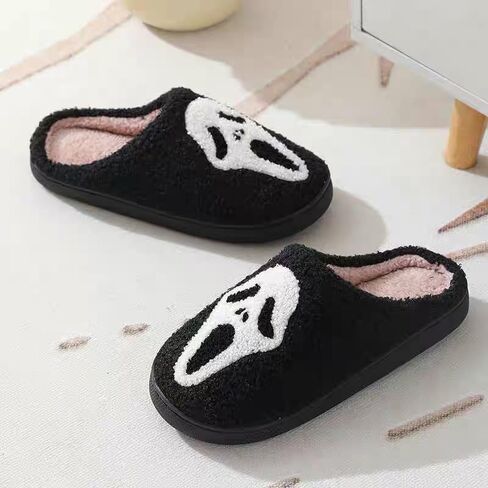Unisex Halloween Slippers Spooky Ghost Slippers Cute Cozy Warm Plush Slip-On House Indoor and Outdoor Shoes in Saudi Arabia