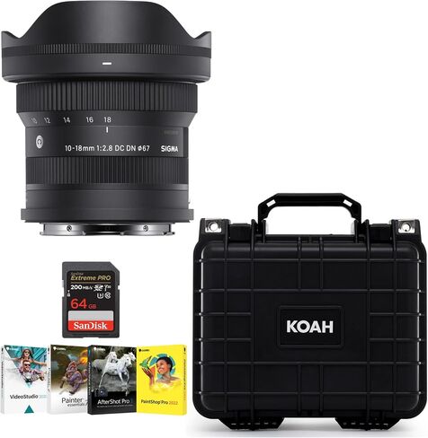 Sigma 10 to 18mm F2.8 DC DN Contemporary Ultra-Wide-Angle Zoom Lens for L Mount Bundle with Software Bundle of 4 Softwares Art Software Suite, Hard Case and 64GB Memory Card (4 Items) in Saudi Arabia