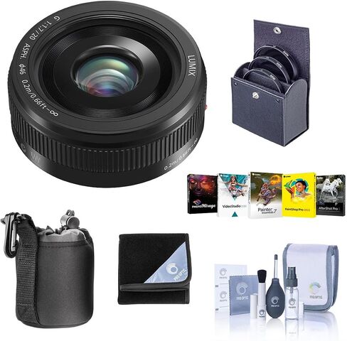 Panasonic Lumix G 20mm F/1.7 II Lens Aspherical for Micro Four Thirds ، Black ، حزمة مع الملحقات in Saudi Arabia