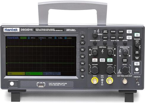 Hantek DSO2D15 راسم الذبذبات لمختبر التخزين الرقمي 150 ميجا هرتز عرض النطاق الترددي 2CH ثنائي القناة 1GSa/s عمق الذاكرة 8 متر مع مولد الموجي 1CH in Kuwait