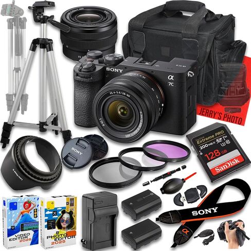 Sony a7C II Mirrorless Camera with FE 28-60mm f/4-5.6 Lens + 128 GB Memory + Extra Battery + Camera Case + Tripod + More (19pc Bundle) in Saudi Arabia