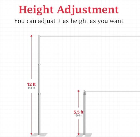 Emart 5.5ft-12ft للأنابيب و Drape قابلة للتعديل في وضع مستقيم للخلفية والخلفية والستائر وديكور الزفاف -1 حزمة in Kuwait
