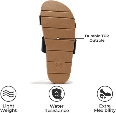 Project Cloud Memory Slide Sandals Footwear - Slides Lightweight Band -Strap و Divlip Vegan Leather Slides - Summer Sandals for Women 2025 (Hilltop ، BLK ، 9) in Kuwait