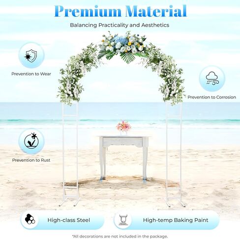 7.2FT Gold Metal Wedding Arch Backdrop Stand with Base, Garden Balloon Arbor Wedding Arch 2-Tube, Climbing Plants for Bridal, Ceremony, Photo Booth, Yard, Indoor Outdoor Party Decoration, Gold in Saudi Arabia